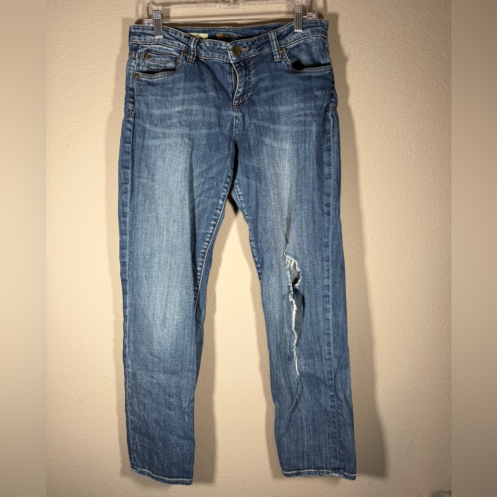 Kut from the Kloth Distressed Blue Straight Leg Jeans